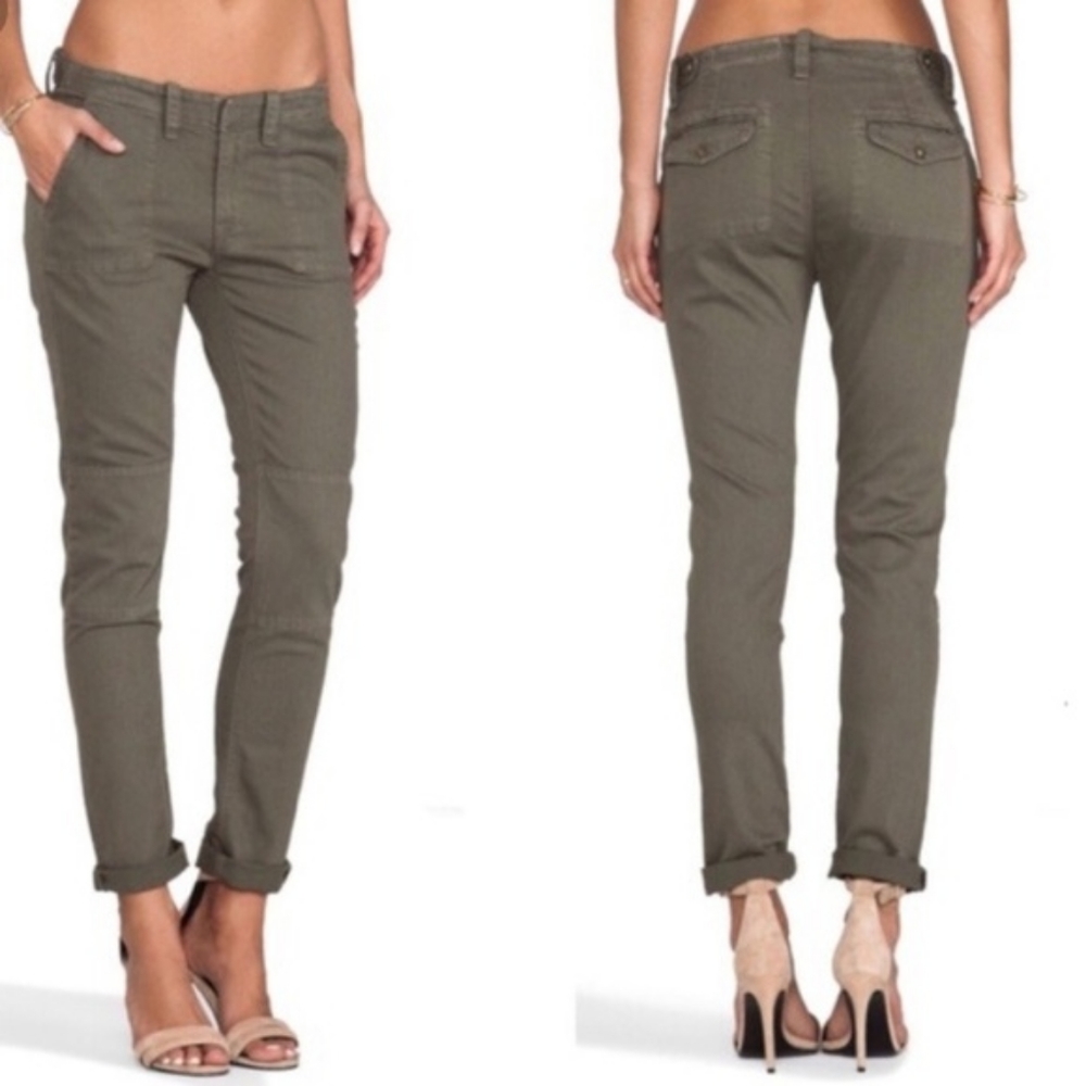 Women's Olive Slim Straight Pants